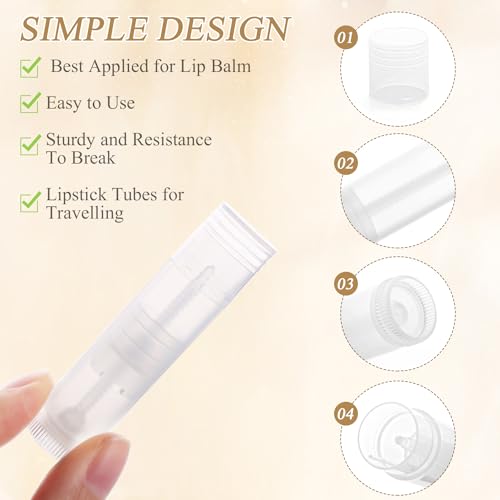 150 Pcs 5.5g Twist-up Lip Balm Tubes,Empty Plastic Chapstick Containers Rotatable Deodorant Sample Containers for DIY Lipsticks,Lip Gloss,Homemade Solid Perfume,Suitable for Filling Tray,Clear