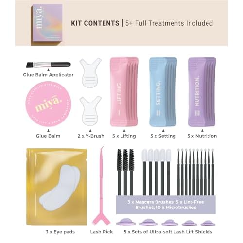 MIYA LASH | Lash Lift & Brow Lamination Kit with Glue Balm | AURA Series | 2-in-1 Eyelash Perm & Brow Lift | Individually Packed Sachets with Tools | Results Last Up to 6 Weeks