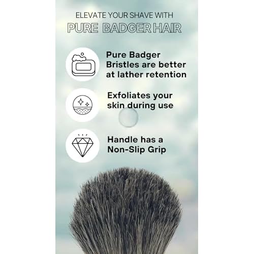 G.B.S Pure Badger Bristle Horn Shaving Brush, use with any Soap Cream All Razors, Effortless Glide Resin