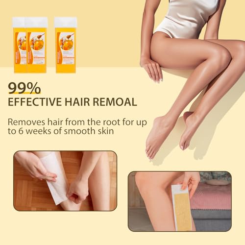 Roll on Wax Refill: 5 Honey Wax Roller Refill - At-Home Hair Removal Cartridge for Body Legs Arms (100g/3.53oz, 5 Pack)