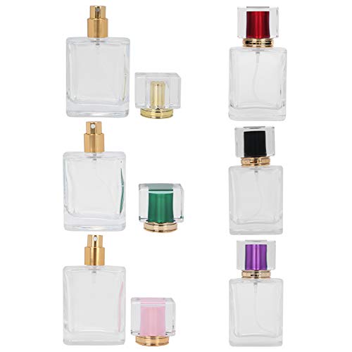 Brrnoo 50ml Empty Perfume Bottle, 6 Pieces Small Empty Vials and Sprayers for Travel, Refillable Glass Perfume Bottle Empty Spray Bottle Perfume Atomizer Dispenser