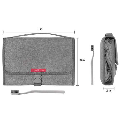 LeanTravel Hanging Toiletry Bag for Travel w/ 5 Pockets & 7 Day Plastic Pill Case Organizer