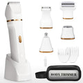 Electric Bikini Trimmer for Women - 5 in 1 Rechargeable Electric Razors for Women, IPX7 Waterproof Pubic Hair Trimmer, Painless Womens Body Shaver, Facial Razor & Nose Hair Shaver, White