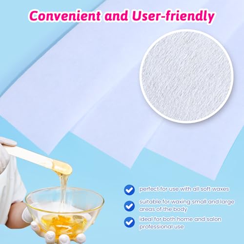 200 Pieces Large Non-woven Wax Strips for Body and Facial Hair Removal, Salon Quality Epilating Strips