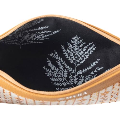 Myra Bag Pouch for Women - Southwestern Aztec Canvas Cosmetic Makeup Bag for Travel - Ivory