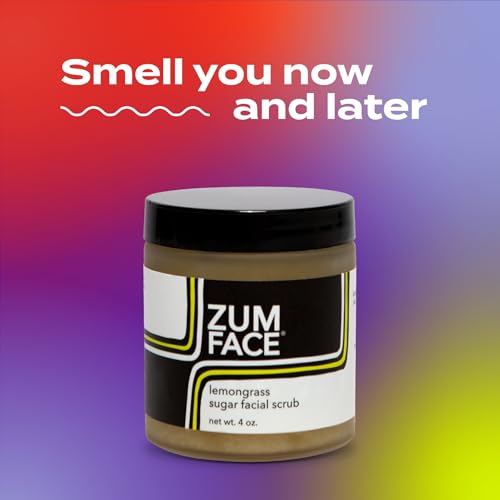 Indigo Wild Zum Face Sugar Facial Scrub - Natural Sugar Scrub - Soothing Facial Exfoliator with Jojoba Oil, Coconut Oil & Olive Oil - Lemongrass - 4 oz