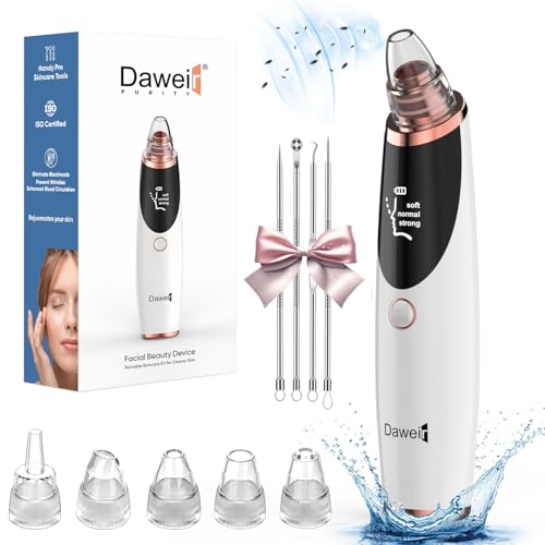 Blackhead Remover Pore Vacuum for Face & Nose ? Deep Cleansing Blackhead Remover Tools with 3 Suction Levels, 5 Replaceable Tips, USB Rechargeable Pore Cleaner
