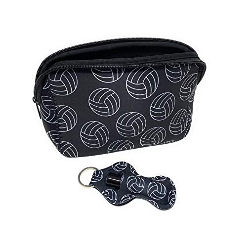 Volleyball Makeup Cosmetic Bag for Teen Girls, Volley Ball Gift Female Player, Zippered Travel Pouch