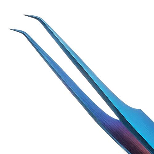 LivBay Lash - Blue Magic Eyelash Stainless Steel Tweezer for Volume Lash Extensions | Curved Tip | False Lash Applicator Tool (Professional Use Only)
