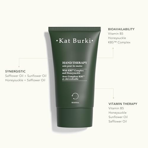 KAT BURKI Hand Therapy Moistuizing Cream with KB5 Complex, Safflower & Sunflower Oils, Hydrates, Soothes & Protects Dry Hands, 4.4 Fl Oz