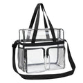Inmorven Travel Toiletry Bag with Jewelry Organizer, Cosmetic Case, Bathroom Travel Kit with Jewelry Storage (Clear Black 03)