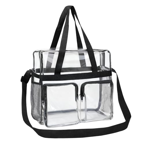 Inmorven Travel Toiletry Bag with Jewelry Organizer, Cosmetic Case, Bathroom Travel Kit with Jewelry Storage (Clear Black 03)