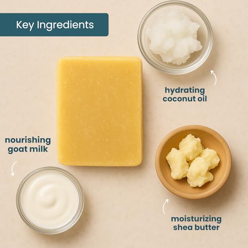 Goat Milk Soap Bar, Unscented - Premium, Handmade w/Real Milk in USA - Hand & Body Goat Soap - Dry, Sensitive Skin, Gentle, No Dyes - (1 Large, 5oz)