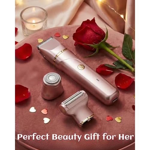 Bikini Trimmer for Women, 3-in-1 Electric Razors for Women with Ceramic Blades & IPX7 Waterproof Design - Rechargeable Cordless Electric Shaver for Lady for Legs, Underarms, Face & Bikini Line
