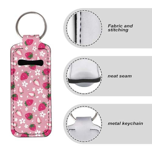 CLOHOMIN Chapstick Holder Keychain Girl Lip Gloss Holder Organizer Neoprene Lipstick Protective Sleeve for Women