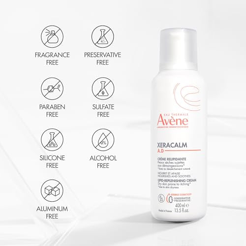 Av?ne XeraCalm A.D Lipid-Replenishing Cream, Atopic Dermatitis, Eczema-Prone, No Preservatives, Fragrance-Free, Pump, 13.5 Oz