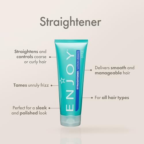 Enjoy Straightener, Smoothing and Frizz Control Cream for Coarse or Curly Hair, Non-Chemical Hair Straightening Balm for Sleek and Soft Styles, 8 Oz
