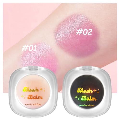 Color Changing Blush,Magical Temperature Change Powder Blusher Cream For Cheeks £¬Eyes And Lips Tint Makeup,Lasting Moisturizing Rouge, Brightening, High Gloss Black Powder Blusher Cream (Pink+Rose)
