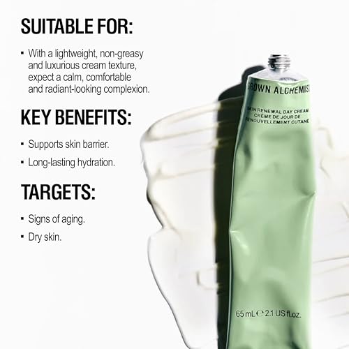 Grown Alchemist Skin Renewal Day Cream - Anti Aging Face Moisturizer for Women & Men - Face Moisturizer with Reishi Extract, Moringa Peptides and Antioxidants, (65ml)