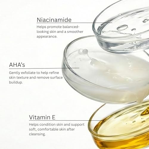 Global Beauty Care Glowing Facial Cleanser - Vitamin C Face Wash to Support Even-Looking Tone and Radiant, Brighter Skin with Niacinamide, AHA & Vitamin E, Gentle Daily Cleanser, 2.5 fl oz (3-Pack)