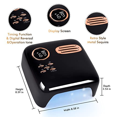 72W Cordless UV LED Nail Lamp for Gel Polish, Rechargeable Nail Polish Dryer Gel Machine for Manicure and Pedicure, Fast Nail Polish Curling Lamp with 4 Timer Setting Automatic Sensor