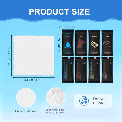 Moist Cotton Towel Bulk Moist Towelettes Individually Wrapped 8.7"x 8.7",White Towel Services,Refreshment Pre Moistened Towels Peach,Rose,Coconut and Unscented for Sport Party Spa(Pack of 20£©