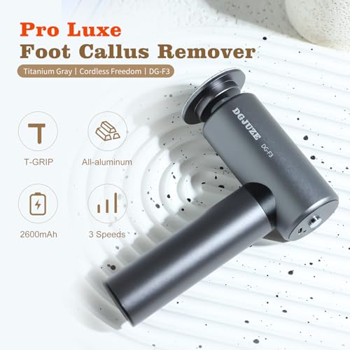 Premium Electric Foot Callus Remover, Ergonomic T-Grip 2600mAh Rechargeable 3-Speeds All Metal Foot File for Dead Skin Cracked Heels Pedicure kit at Home with 60pcs Sandpaper Pads