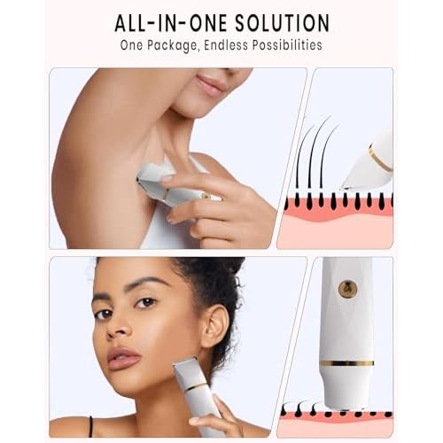 2-in-1 Bikini Trimmer for Women, Bikini Shaver with Dual Heads, Painless Body and Facial Hair Removal, Rechargeable Cordless Electric Razors for Face Chin Pubic Underarm Legs, IPX12 Waterproof, Pink