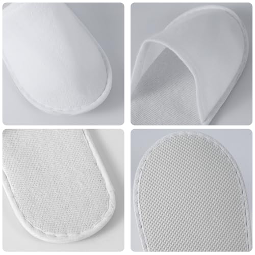 UrbanRoots 28 Pairs Disposable Slippers For Guests,Bulk Slippers For Hotel,Spa,Travel,Shoeless Home,Spa Slippers With Pouch,Non-Slip(White) house slippers for guests