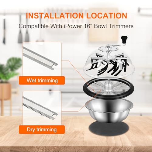 Simple Deluxe 4-Pack 16 inch Bowl Leaf Trimmer Blades Replacement Stainless Spin Clean Cut Include 2 Serrated 2 Straight Blades, Actual Length 13.4 Inches