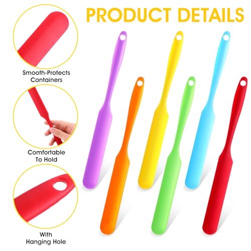 24pcs Jar Spatula,Silicone Jar Scraper with Long Handle,Jam Spreader Cake Cream Butter Spatulas, Silicone Spatula Waxing Applicator for Home Salon Body Use