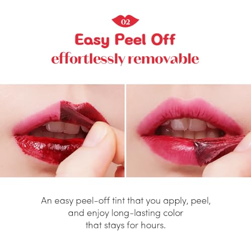 ETUDE Dear Darling Peel Off Lip Stain (Cacao Shell) ? Teen girl gifts, Hydrating Hydrogel Tint, Fruity scent, Long Lasting & Waterproof, High Pigment, Easy Peel Off, All?Day Color Lip Tattoo