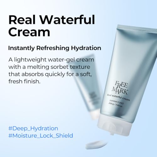 Real Waterful Gel Cream with Triple Water Complex with Panthenol, Cica Complex, Moisturizer for All Skin Types, Hydration, Korean Skin Care, 7.05 oz