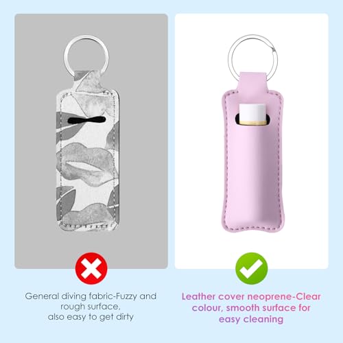 Two-piece Chapstick Holder KeyChain£¬Cute Leather Women and Men Lip Balm Holder Lipstick Key Chain.