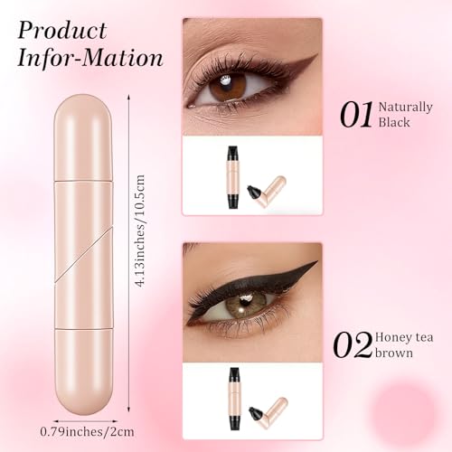 2PCS Gel Eyeliner Pencil Set Foldable Eyeliner Stamp Waterproof Eyeliners Tool for Beginners Innovative Design Eye Liner (Black & Brown)