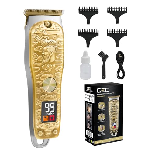 GEC Beard Hair Trimmer for Men Professional, Mustache T Blade Liners Trimmer Electric Shavers, Cordless Zero Gapped Edgers Clippers Barber Supplies,led Display,Grooming Cutting Kit£¬