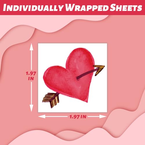 winthrop 240 Pcs Bulk Valentine Heart Temporary Tattoos for Kids, Individually Wrapped Colorful Safety Waterproof Tattoos, Best Choice for Valentines Gadget Bag Stuffers, 60 Different Designs Heart