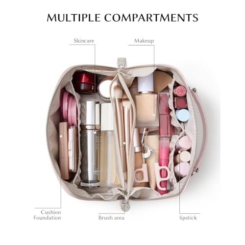 EACHY Travel Makeup Bag, Large Capacity Cosmetic Pouch with Zipper, Waterproof Toiletry bag for Women