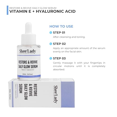 Shee'lady Restore & Revive Daily Glow Serum Daily Anti-Aging Wrinkle and Skin Tone Skin Care Treatment, Brightening Serum, Stocking Stuffers for Men & Women, 30 ML, 1 oz