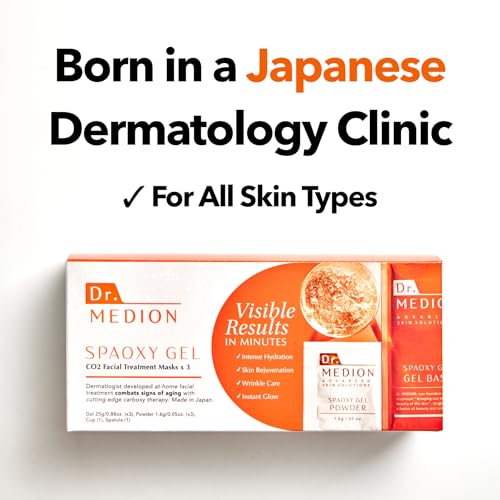 Dr. MEDION Spaoxy Gel CO2 Carbonated Face Mask | Anti-Aging, Fine Lines and Wrinkles, Visibly Firmer and Brighter Skin in 20 Min | Dermatologist-Developed | Made in Japan | 3 Treatments