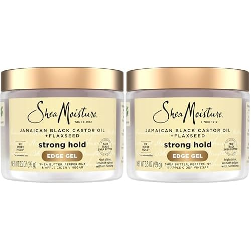 SheaMoisture Edge Control Strong Hold Gel+Flaxseed Jamaican Black Castor Oil Keeps Edges in Place,No Flakes,Infused With Hydrolyzed Corn Starch,Glycerin,Indulgent Scent ParabenFree AntiFrizz Gel 3.5oz