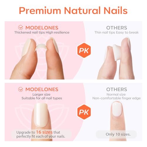 Modelones Press on Nails, Red Chrome French Short Square Fake Nails, Reusable Nail Kit with Nail Glue Adhesive Tabs Mini Nail File, Nails Press Ons 32Pcs16 Sizes
