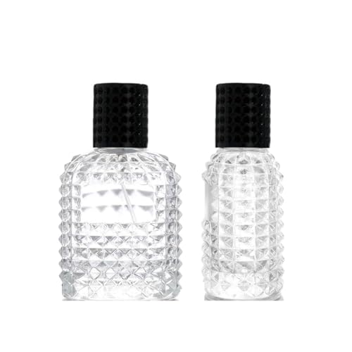 2 Pcs 100ml Glass Atomizer Perfume Spray Bottle, Clear Portable Empty Refillable Sprayer Fine Mist Sprayer Container for Essential Oil, Cosmetic (Black Cap)