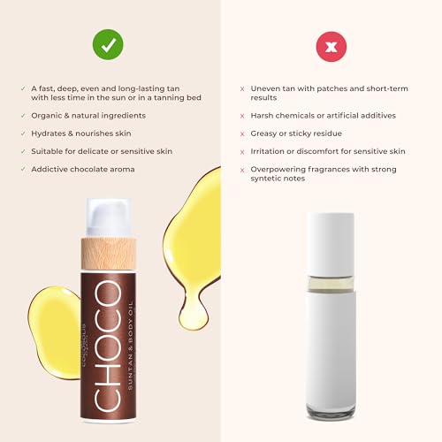COCOSOLIS CHOCO Suntan & Body Oil XL - Organic Tanning Oil - Deep Chocolate Tan - Tanning Lotion Accelerator for Indoor and Outdoor Tanning Beds (6.76)