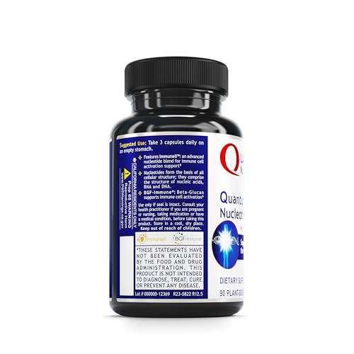 Quantum Nutrition Labs Quantum Nucleotide Complex - Beta Glucan Immune Support Supplement with Yeast Nucleotides & Reishi, 400 mg 1,3 Beta-Glucan Per Serving - 90 Vegetarian Capsules