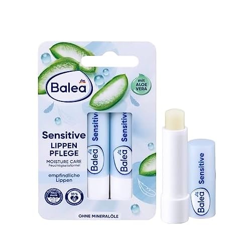 Balea Lip Care Sensitive, Moisturizing Lip Balm with Aloe Vera 9.6 g (pack of 2) - German product