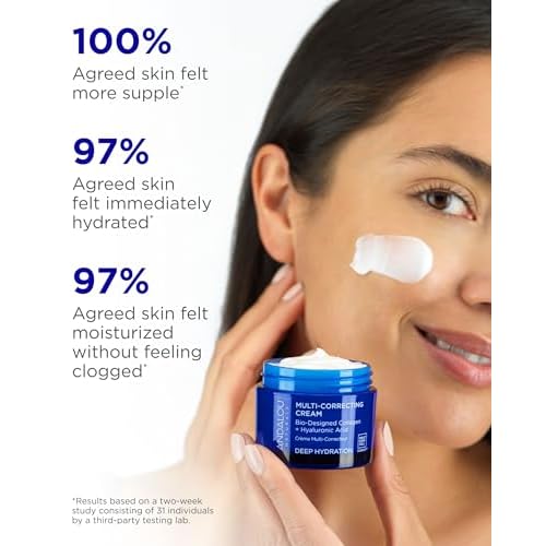 Andalou Naturals Deep Hydration Face Moisturizer Multi-Correcting Cream - Daily Skincare With Hyaluronic Acid, Vegan Collagen, & Fruit Stem Cells - Repair Skin Elasticity & Boost Hydration - 1.7 fl oz