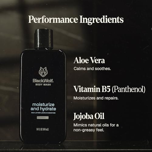 Black Wolf Moisturizing Body Wash & Charcoal Face Wash Set for Men - Daily Grooming & Hygiene Essentials for Mens Skin Care