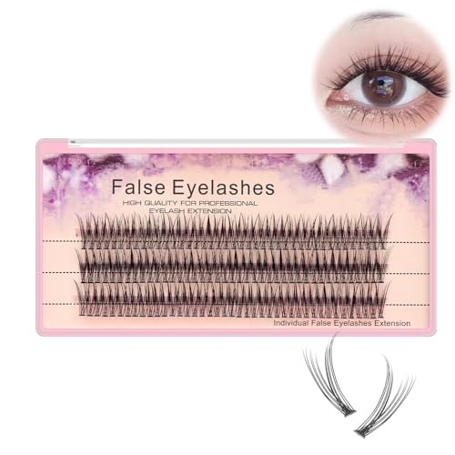 Bodermincer 120pcs 0.10mm Thickness Handmade Fish Tail False Lahses Thick Natural Long Black Individual False Eyelashes Fake Eye Lashes Extensions Makeup Tool (10mm)