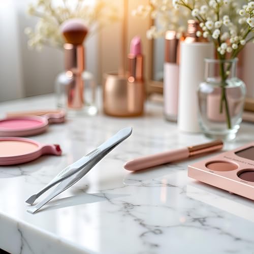 Silver Tone Stainless Steel Long Tweezers for Eyebrows Hair Removal Tweezers,Shave and Hair Removal (3.5 Inches)